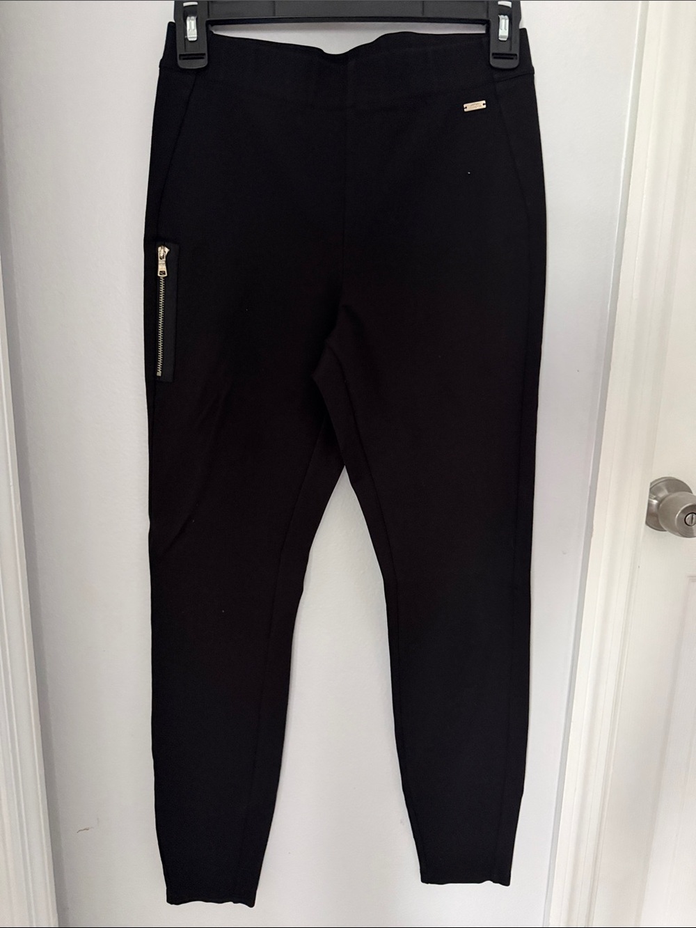 Armani Exchange Black Skinny Ponte Ankle Pants with Side Zip